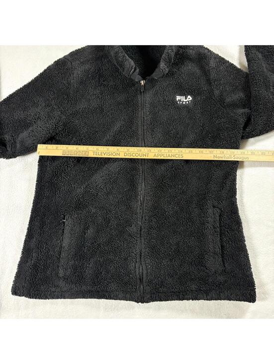 Sherpa Fleece Jacket Full Zip Black FILA Sport XL Cozy Streetwear Outdoor - Picture 6 of 8